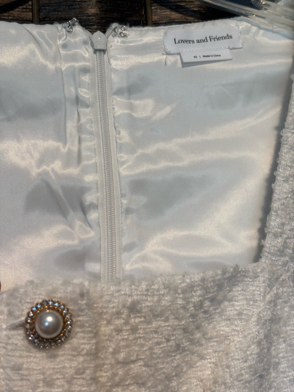 Lovers + Friends Ivory Bouclé Mini Dress with Button Front - Picture 7 of 11